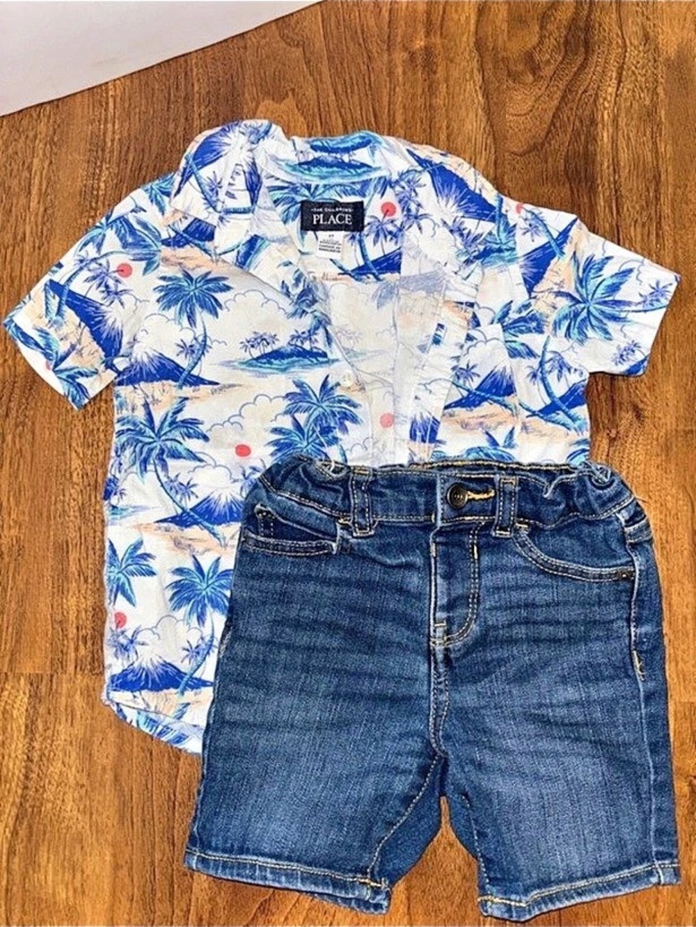 Kids Floral Shirt & Shorts Set in Blue & White